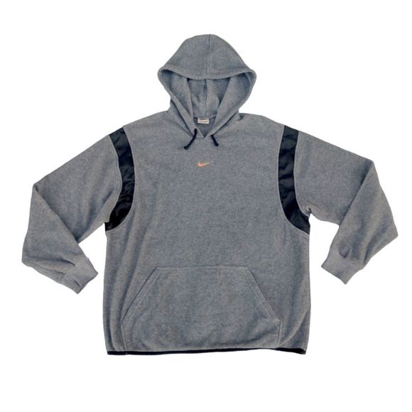 Nike Other - NIKE Rare Vintage White Tag Y2K Center Swoosh Gray & Black Fleece Hoodie Sz XL